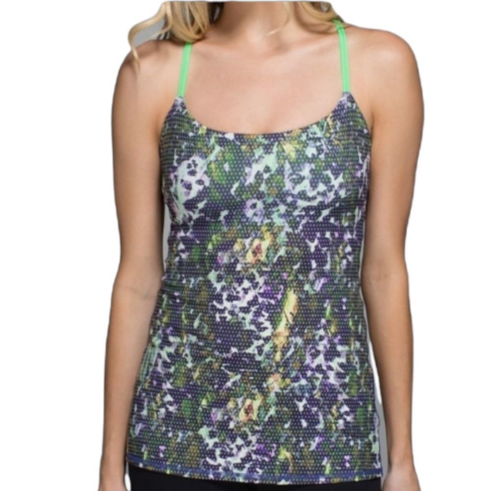 LULULEMON tank top dancing warrior floral multi pistachio 8